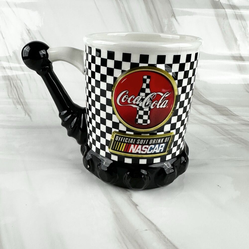 Coca-Cola Nascar Gear Shift Jumbo Ceramic 24oz Coffee Mug Cup Houston Harvest 5"